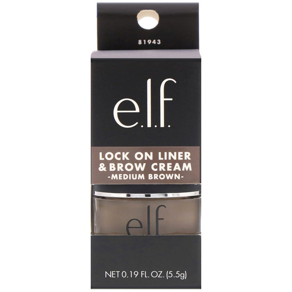 E.L.F., Lock On, Liner And Brow Cream, Medium Brown, 0.19 oz (5.5 g) - The Supplement Shop