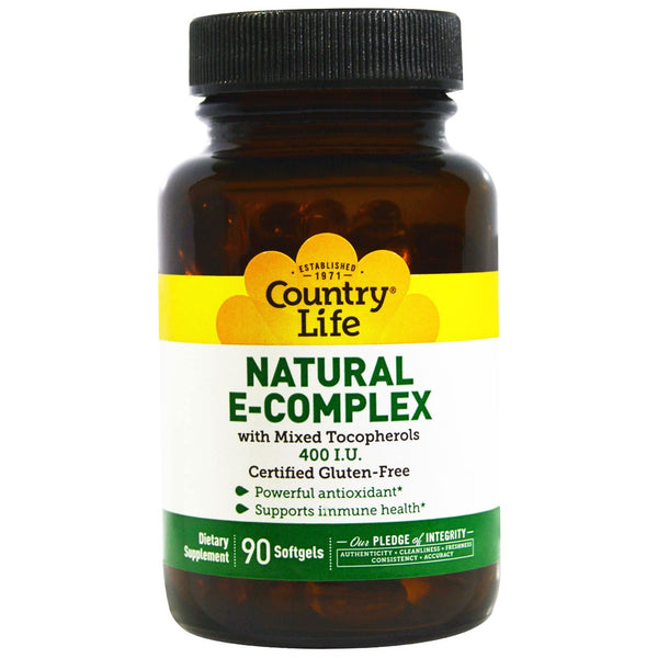 Country Life, Natural E-Complex, with Mixed Tocopherols, 400 IU, 90 Softgels - The Supplement Shop
