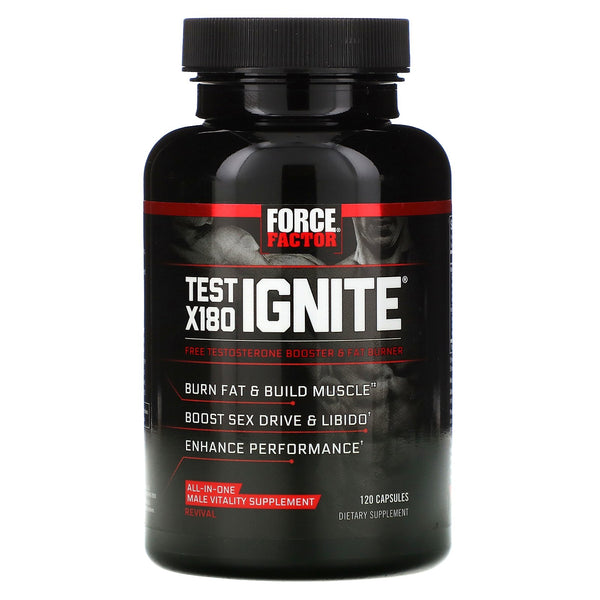 Force Factor, Test X180 Ignite, Free Testosterone Booster & Fat Burner, 120 Capsules - The Supplement Shop