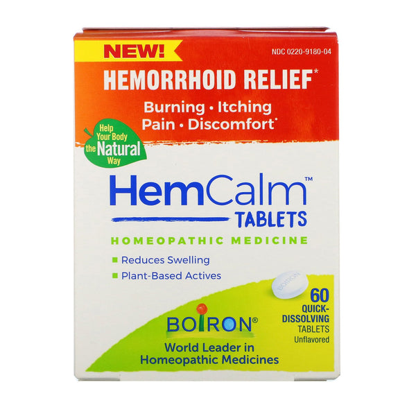 Boiron, HemCalm Tablets, Hemorrhoid Relief, Unflavored, 60 Quick-Dissolving Tablets - The Supplement Shop