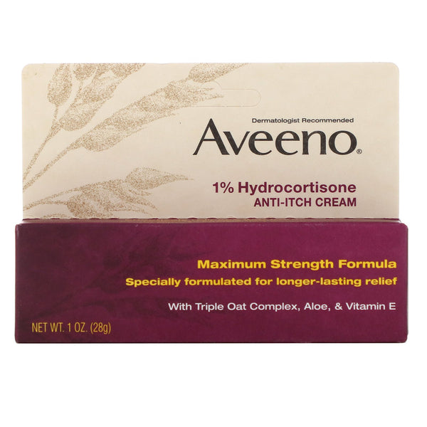 Aveeno, Active Naturals, 1% Hydrocortisone, Anti-Itch Cream, 1 oz (28 g) - The Supplement Shop