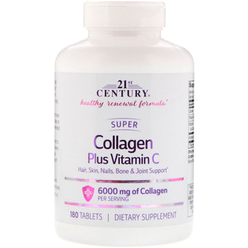 21st Century, Super Collagen Plus Vitamin C, 6,000 mg, 180 Tablets