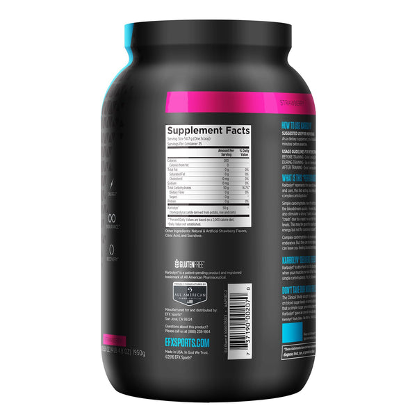 EFX Sports, Karbolyn Fuel, Strawberry, 4.3 lbs (2000 g) - The Supplement Shop