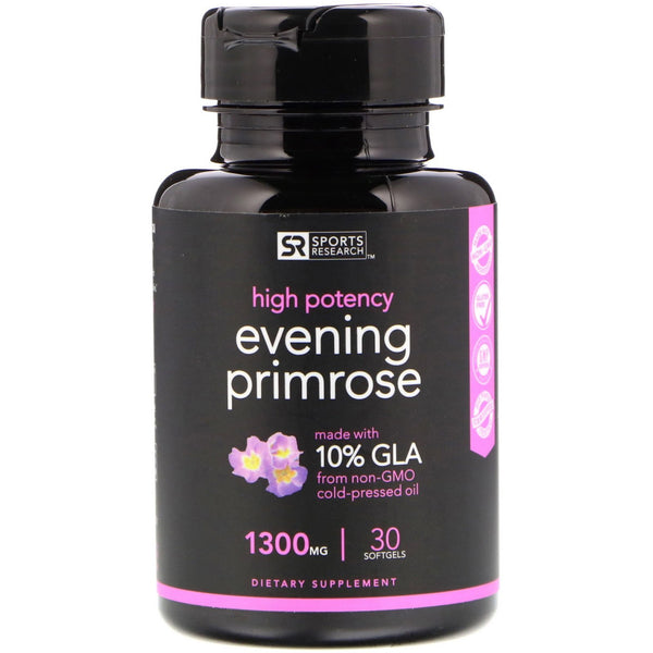 Sports Research, Evening Primrose Oil, 1,300 mg, 30 Softgels - The Supplement Shop