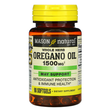 Mason Natural, Whole Herb Oregano Oil, 1,500 mg, 90 Softgels