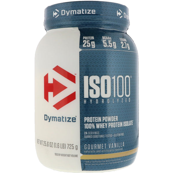Dymatize Nutrition, ISO 100 Hydrolyzed, 100% Whey Protein Isolate, Gourmet Vanilla, 1.6 lbs (725 g) - The Supplement Shop