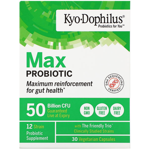 Kyolic, Kyo-Dophilus, Max Probiotic, 50 Billion CFU, 30 Vegetarian Capsules - The Supplement Shop