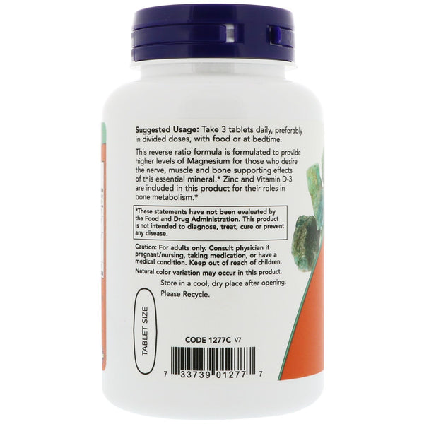 Now Foods, Magnesium & Calcium, Reverse 2:1 Ratio with Zinc and Vitamin D-3, 100 Tablets - The Supplement Shop