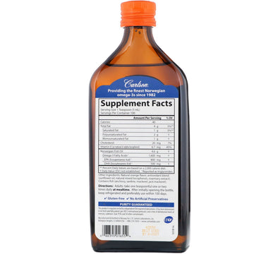 Carlson, Norwegian, The Very Finest Fish Oil, Natural Orange , 1,600 mg, 16.9 fl oz (500 ml)