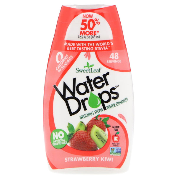 Wisdom Natural, SweetLeaf, Water Drops, Delicious Stevia Water Enhancer, Strawberry Kiwi, 1.62 fl oz (48 ml) - The Supplement Shop