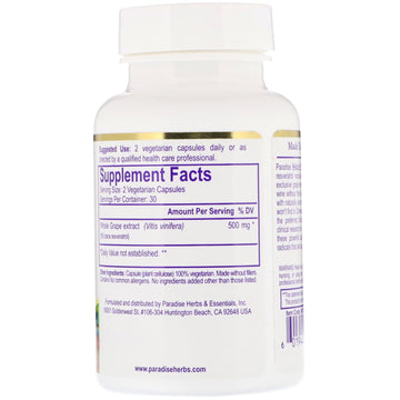 Paradise Herbs, Resvera-Grape, 60 Vegetarian Capsules (250 mg per Capsule)