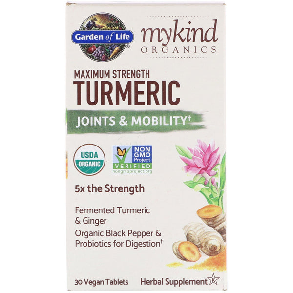 Garden of Life, MyKind Organics, Maximum Strength Turmeric, Joints & Mobility, 30 Vegan Tablets - The Supplement Shop