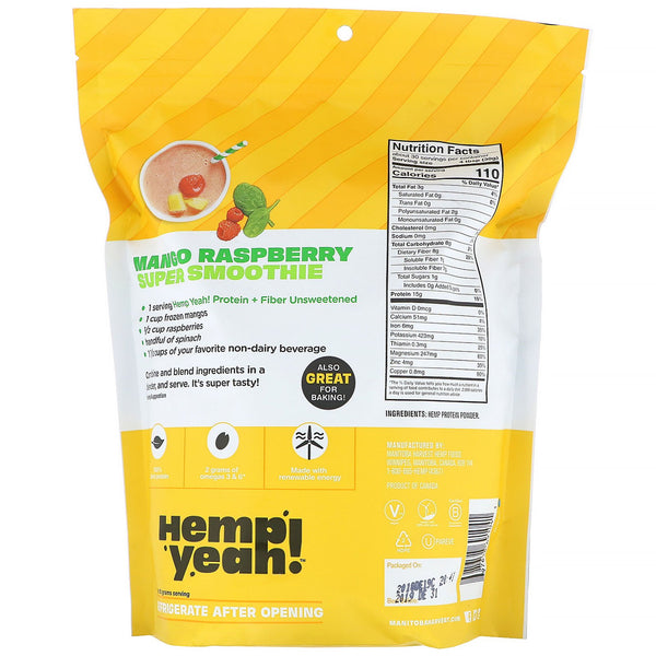 Manitoba Harvest, Hemp Yeah!, Unsweetened, 32 oz (907 g) - The Supplement Shop