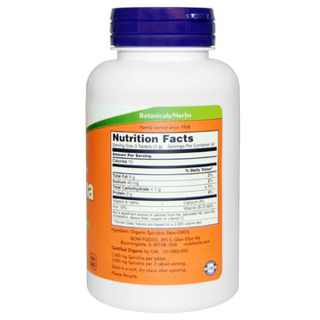 NOW Foods, Certified Organic Spirulina, Double Strength, 1,000 mg, 120 Tablets