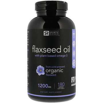 Sports Research, Flaxseed Oil with Plant Based Omega-3, 1,200 mg, 180 Veggie Softgels