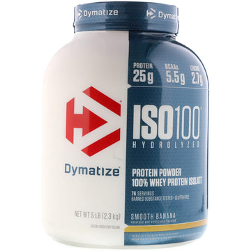Dymatize Nutrition, ISO 100 Hydrolyzed, 100% Whey Protein Isolate, Smooth Banana, 5 lbs (2.3 kg)