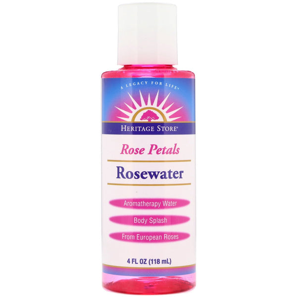 Heritage Store, Rosewater, Aromatherapy Water, Rose Petals, 4 fl oz (118 ml) - The Supplement Shop