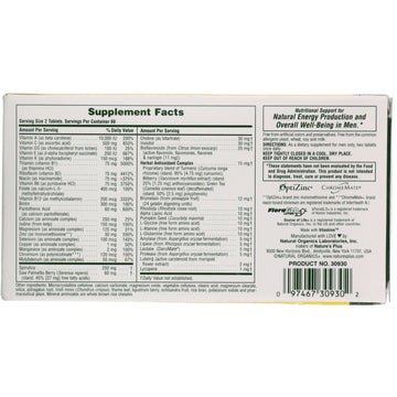 NaturesPlus, Source of Life Men, Multivitamin & Mineral Supplement with Concentrated Whole Foods, Iron-Free, 120 Tablets