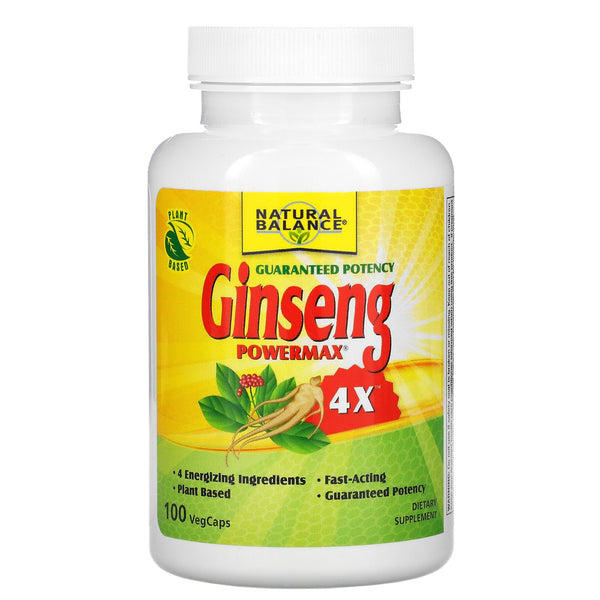 Natural Balance, Ginseng PowerMax 4X, 100 Veg Caps - The Supplement Shop