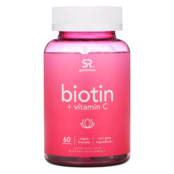 Sports Research, Biotin + Vitamin C, Natural Berry, 60 Gummies - The Supplement Shop