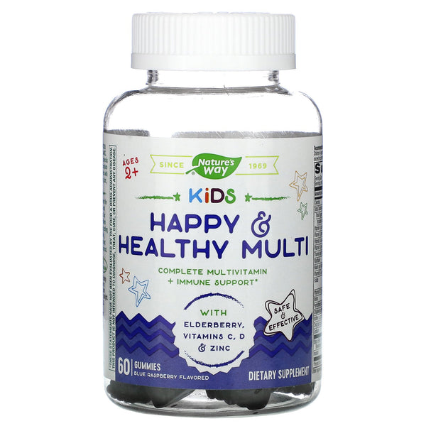 Nature's Way, Kids, Happy & Healthy Muliti, Ages 2 +, Blue Raspberry, 60 Gummies - The Supplement Shop