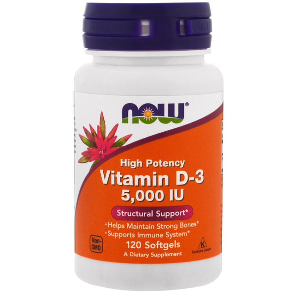 Now Foods, Vitamin D-3, High Potency, 5,000 IU, 120 Softgels - The Supplement Shop