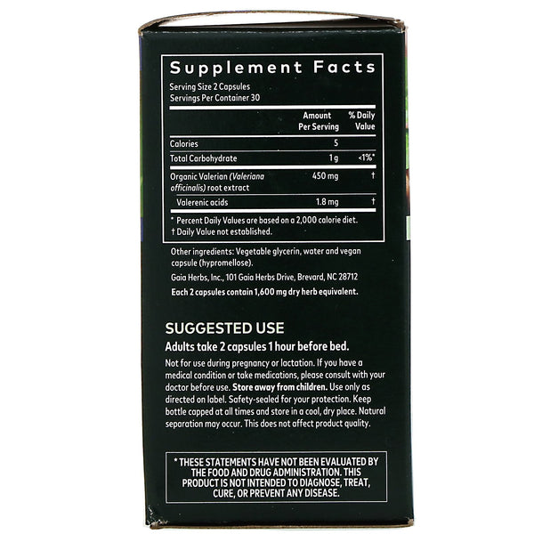 Gaia Herbs, Valerian Root, 60 Vegan Liquid Phyto-Caps - The Supplement Shop