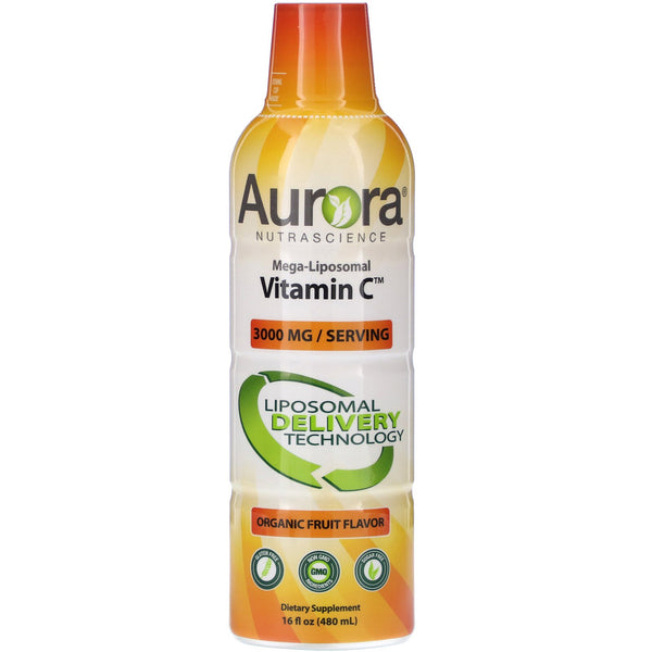 Aurora Nutrascience, Mega-Liposomal Vitamin C, Organic Fruit Flavor, 3,000 mg, 16 fl oz (480 ml) - The Supplement Shop