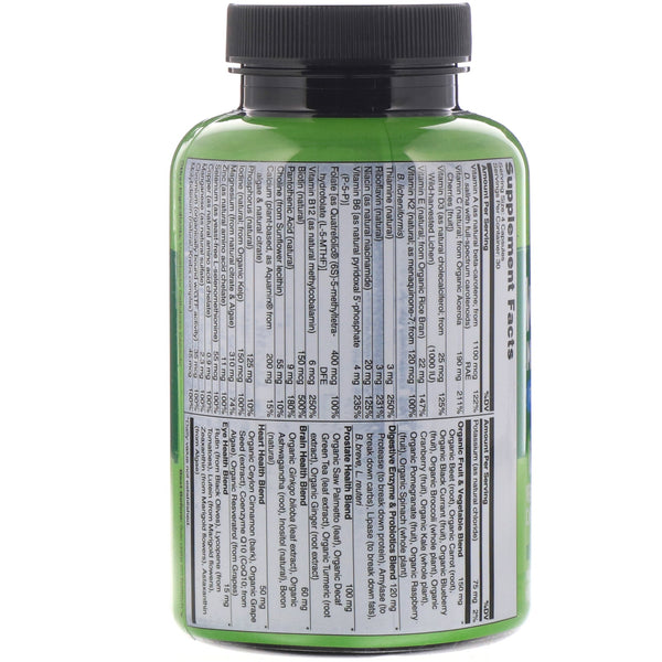 NATURELO, Whole Food Multivitamin for Men 50+, 120 Vegetarian Capsules - The Supplement Shop