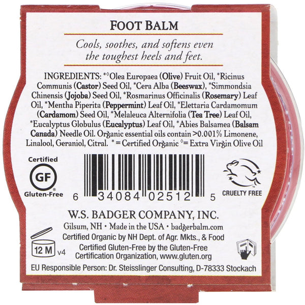 Badger Company, Organic, Foot Balm, Peppermint & Tea Tree, .75 oz (21 g) - The Supplement Shop