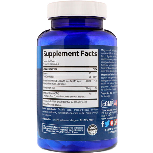 Trace Minerals Research, Magnesium, 300 mg, 60 Tablets - The Supplement Shop