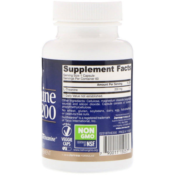Jarrow Formulas, Theanine 200, 200 mg, 60 Veggie Caps - The Supplement Shop