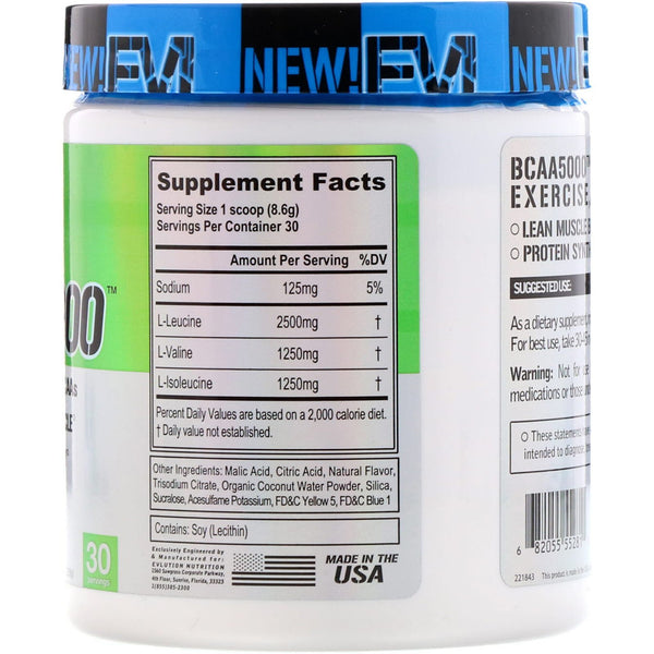 EVLution Nutrition, Ultra Premium BCAA5000, Lemon Lime, 9.1 oz (258 g) - The Supplement Shop