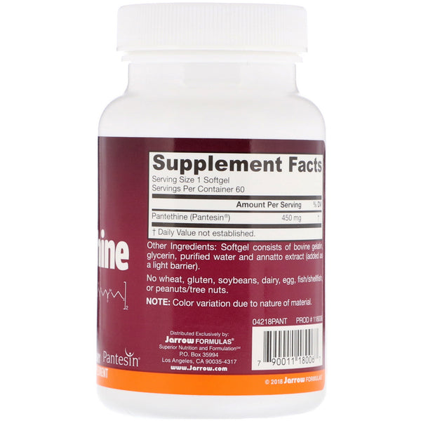 Jarrow Formulas, Pantethine, 450 mg, 60 Softgels - The Supplement Shop