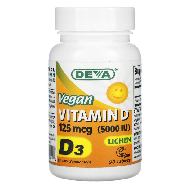 Deva, Vegan Vitamin D, 125 mcg (5,000 IU), 90 Tablets - The Supplement Shop