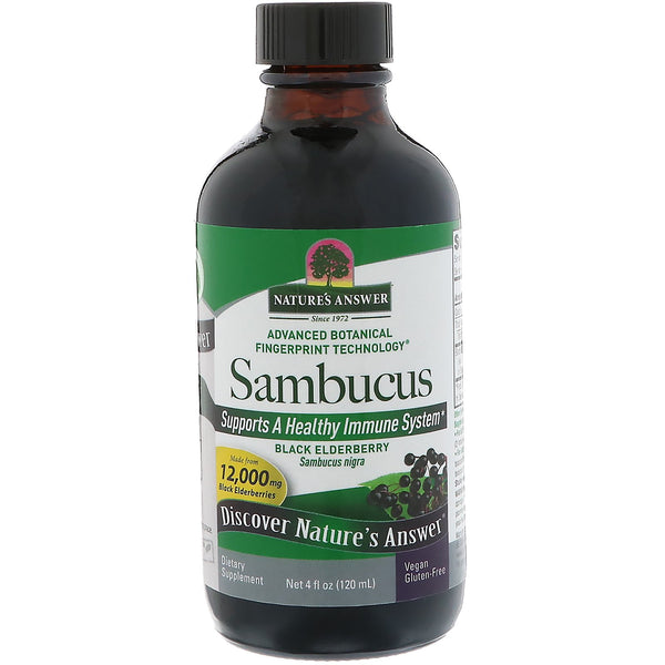 Nature's Answer, Sambucus, Black ElderBerry, 12,000 mg, 4 fl oz (120 ml) - The Supplement Shop