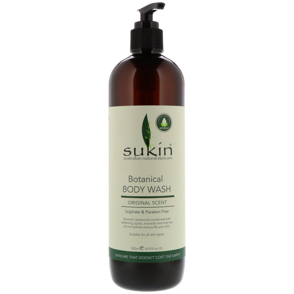 Sukin, Super Greens, Botanical Body Wash, Original Scent, 16.91 fl oz (500 ml) - The Supplement Shop