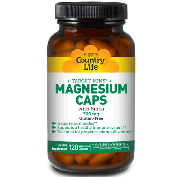 Country Life, Target-Mins Magnesium Caps with Silica, 300 mg, 120 Vegetarian Capsules - The Supplement Shop