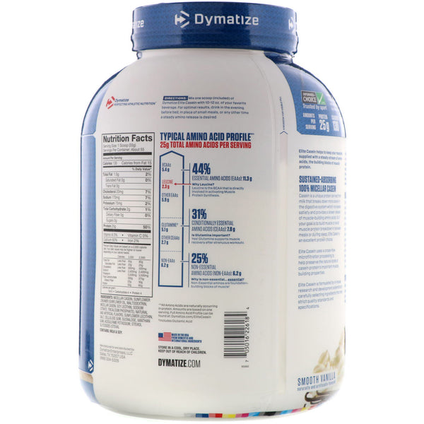 Dymatize Nutrition, Elite Casein, Smooth Vanilla, 4 lb (1.8 kg) - The Supplement Shop