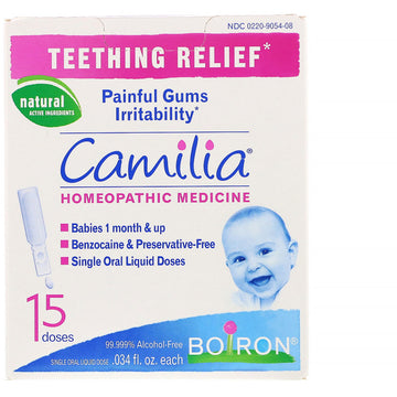 Boiron, Camilia, Teething Relief, 15 Single Liquid Doses, .034 fl oz Each