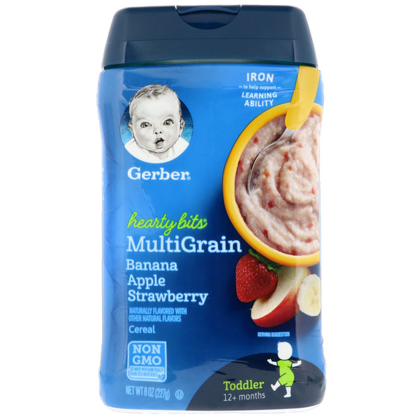 Gerber, Hearty Bits, MultiGrain Cereal, 12+ Months, Banana, Apple, Strawberry, 8 oz (227 g) - The Supplement Shop
