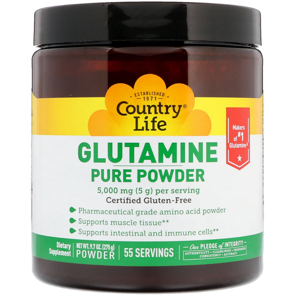 Country Life, Glutamine Pure Powder, 5,000 mg, 9.7 oz (275 g) - The Supplement Shop