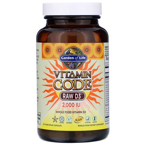 Garden of Life, Vitamin Code, RAW D3, 2,000 IU, 120 Vegetarian Capsules - The Supplement Shop