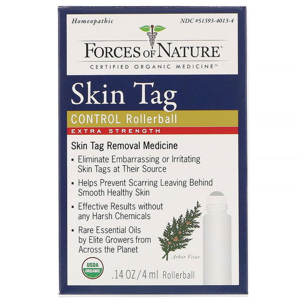 Forces of Nature, Skin Tag Control, Rollerball, Extra Strength, 0.14 oz (4 ml) - The Supplement Shop