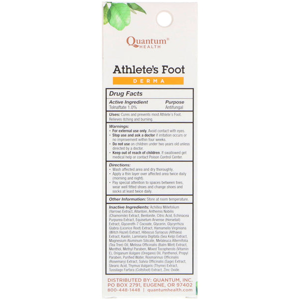 Quantum Health, Athlete's Foot, Quick Drying Antifungal Formula, .75 oz (21 g) - The Supplement Shop