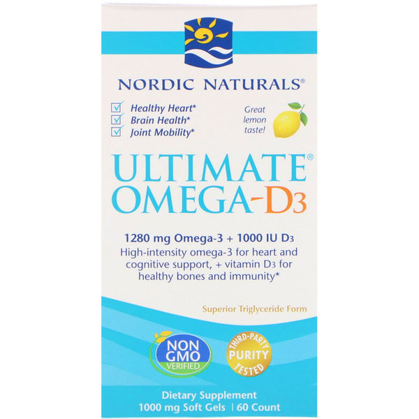 Nordic Naturals, Ultimate Omega-D3, Lemon, 1000 mg, 60 Soft Gels - The Supplement Shop