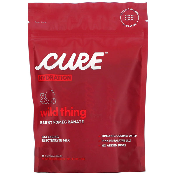 Cure Hydration, Balancing Electrolyte Mix, Wild Thing Berry Pomegranate, 14 Individual Packs, 0.29 oz (8.3 g) Each - The Supplement Shop