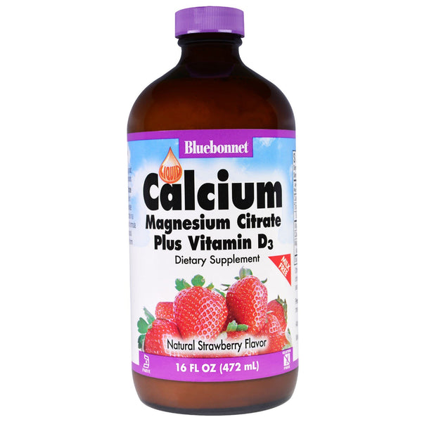 Bluebonnet Nutrition, Liquid Calcium, Magnesium Citrate Plus Vitamin D3, Natural Strawberry Flavor, 16 fl oz (472 ml) - The Supplement Shop