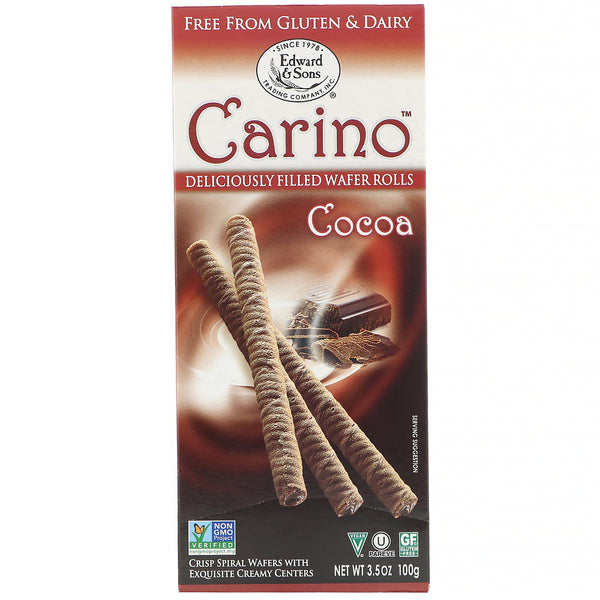 Edward & Sons, Carino Filled Wafer Rolls, Cocoa, 3.5 oz (100 g) - The Supplement Shop
