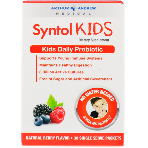 Arthur Andrew Medical, Syntol Kids, Kids Daily Probiotic, Natural Berry Flavor, 30 Single Serve Packets - The Supplement Shop